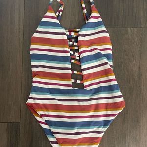 Montce Multicolor Striped Cage One Piece Swimsuit
